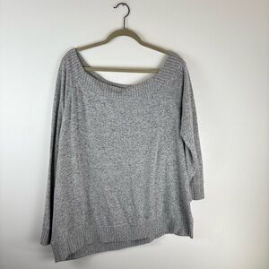 Torrid Womens 3X Super Soft Plush Sweater Boat Neck Long Sleeve Gray Blouse Top